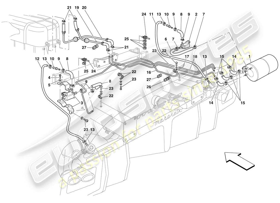 maserati mc12 diagramma delle parti del sistema attuatore pneumatico