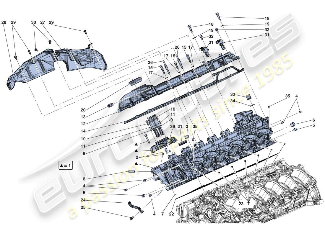 ferrari laferrari aperta (europe) testa cilindro destra schema delle parti