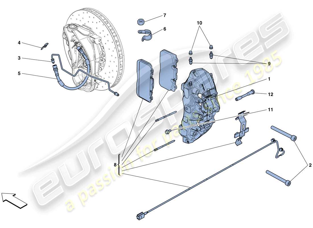 ferrari gtc4 lusso (rhd) pinze freno anteriore diagramma delle parti