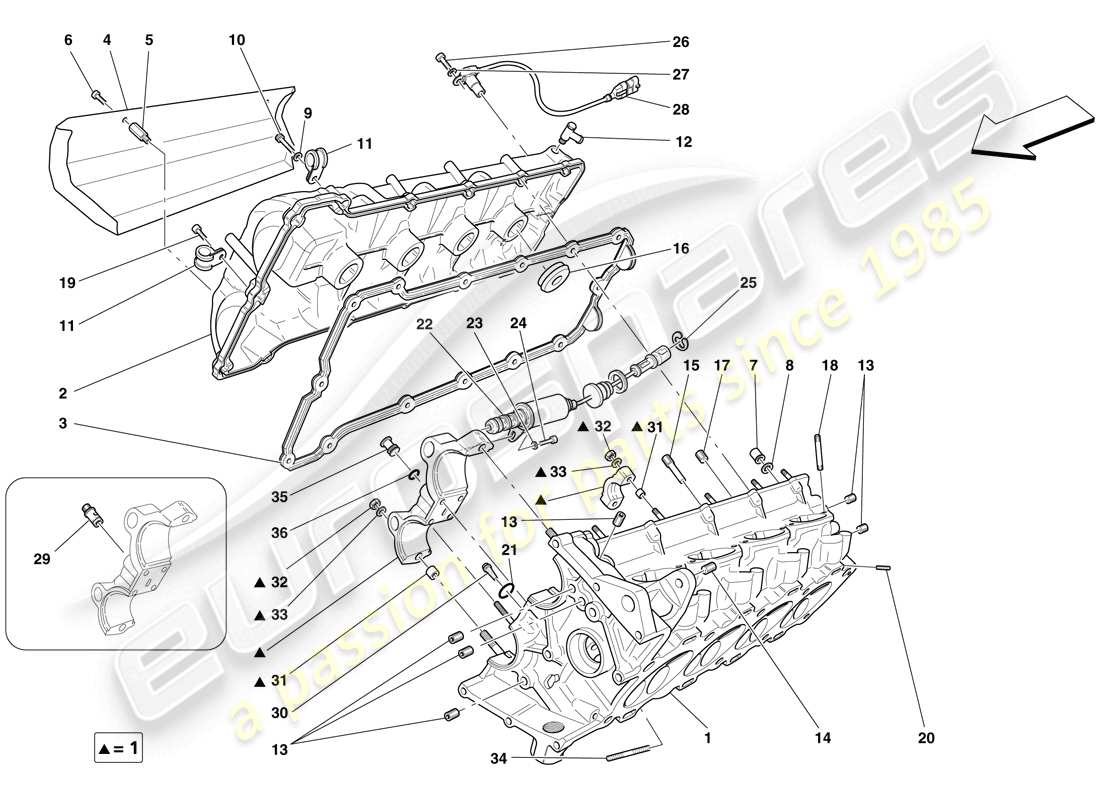 ferrari f430 spider (rhd) testa cilindro destra schema delle parti