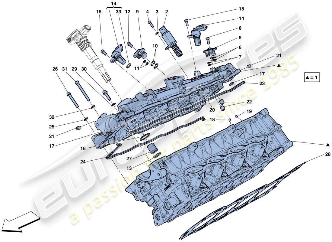 ferrari gtc4 lusso t (usa) testa cilindro destra diagramma delle parti