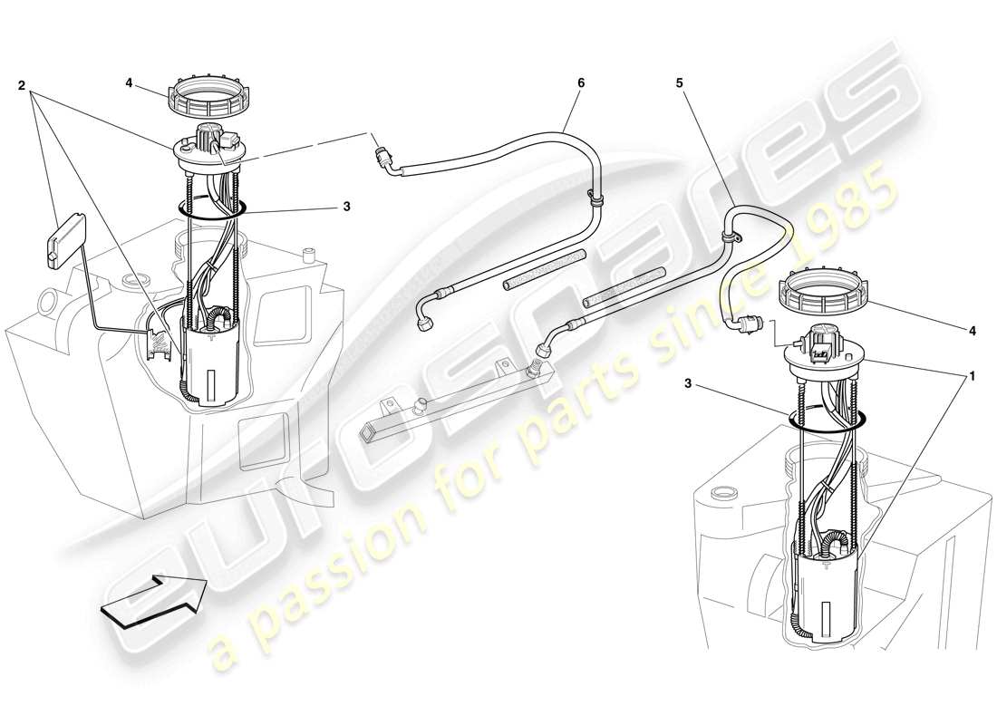 ferrari f430 scuderia (rhd) pompe e linee del carburante diagramma delle parti