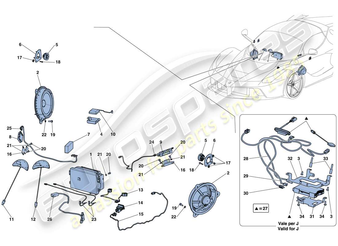 ferrari laferrari aperta (europe) schema delle parti sistema audio - infotainment