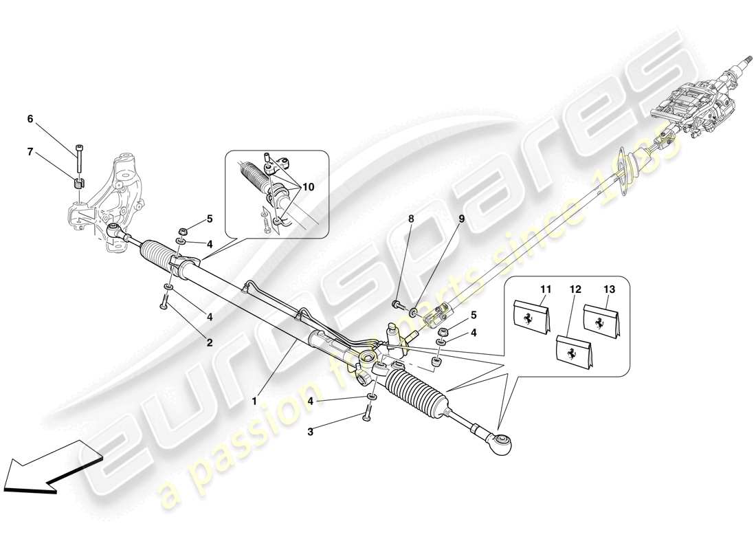 ferrari 612 scaglietti (rhd) scatola servosterzo idraulico schema delle parti