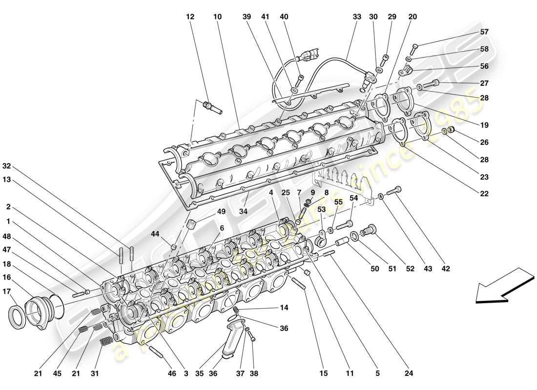 ferrari 612 scaglietti (rhd) testa cilindro sinistra schema delle parti