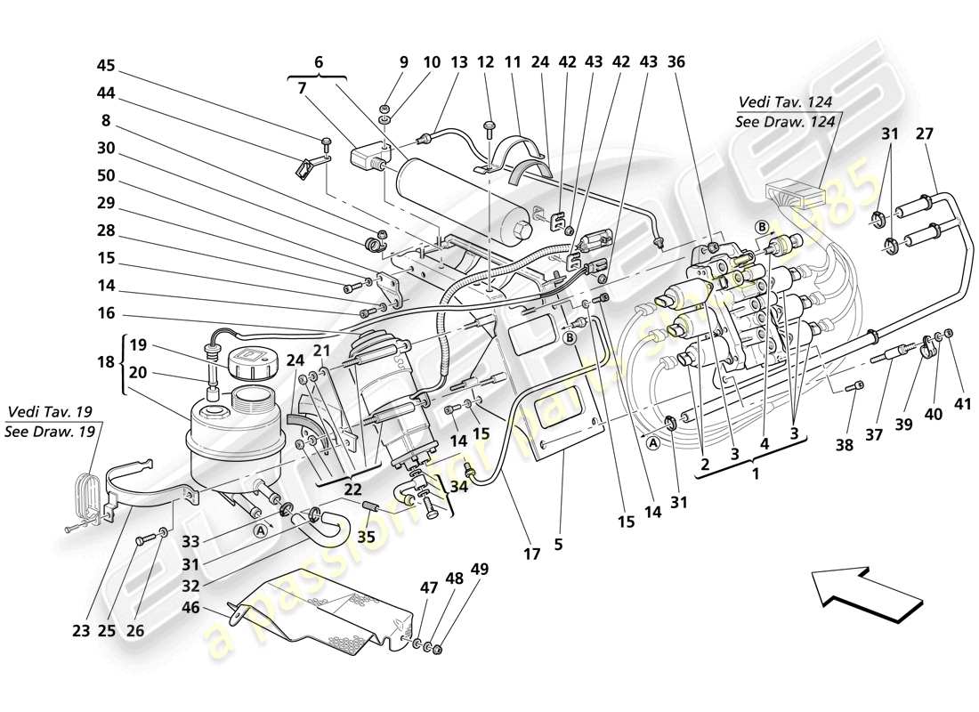 maserati trofeo schema delle parti centralina e serbatoio