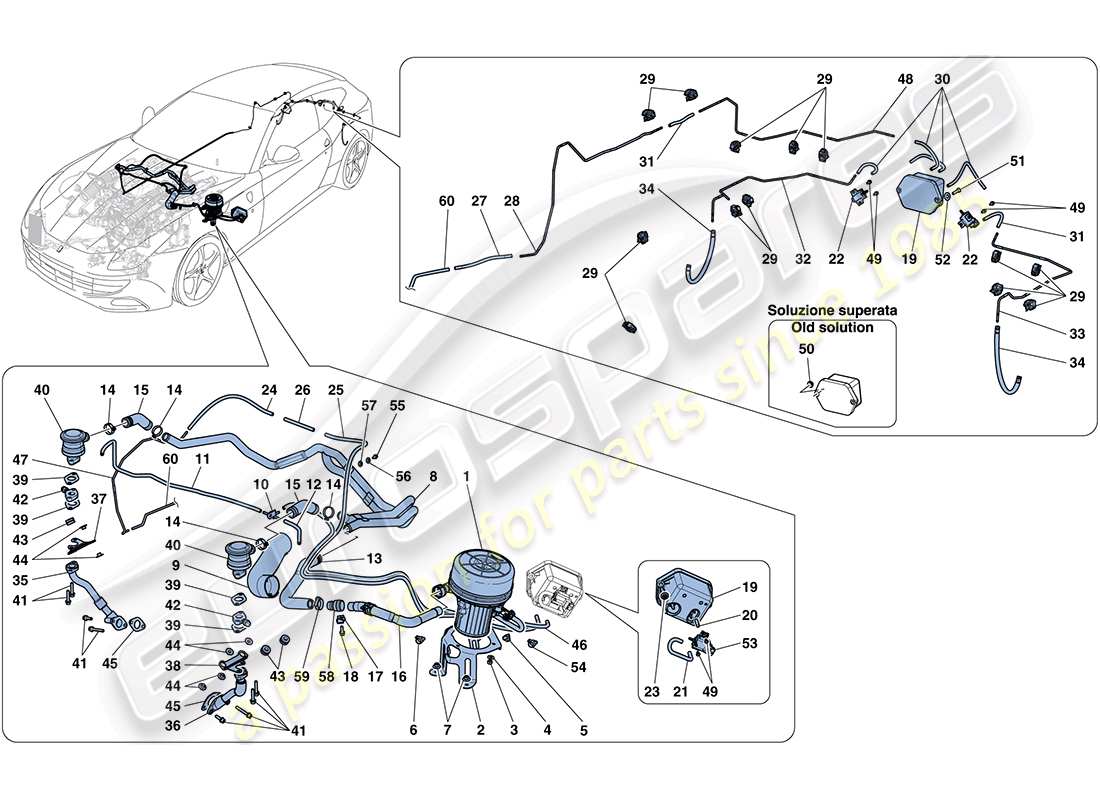 ferrari ff (rhd) sistema d'aria secondaria diagramma delle parti