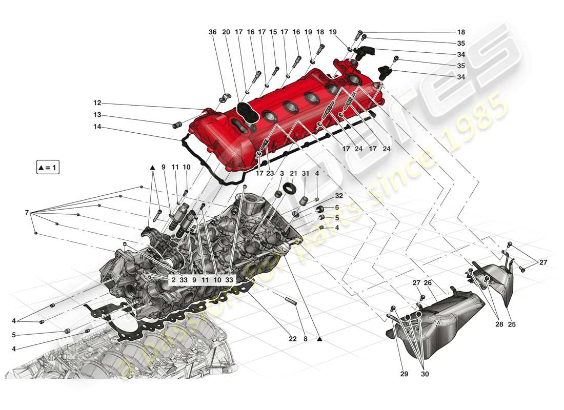 ferrari laferrari (europe) testa cilindro sinistra diagramma delle parti