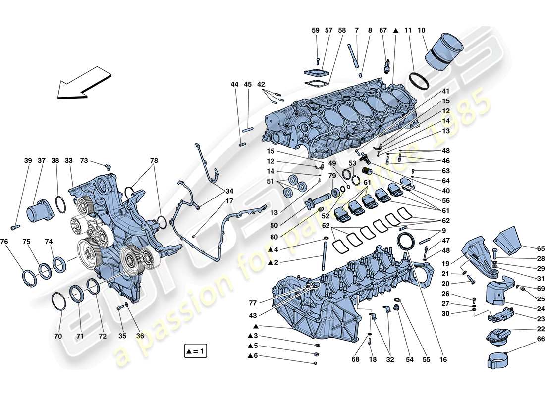 ferrari ff (rhd) schema delle parti del basamento