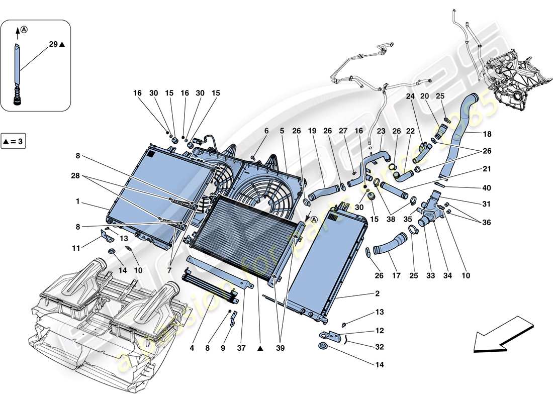 ferrari ff (europe) raffreddamento - radiatori e condotti d'aria diagramma delle parti