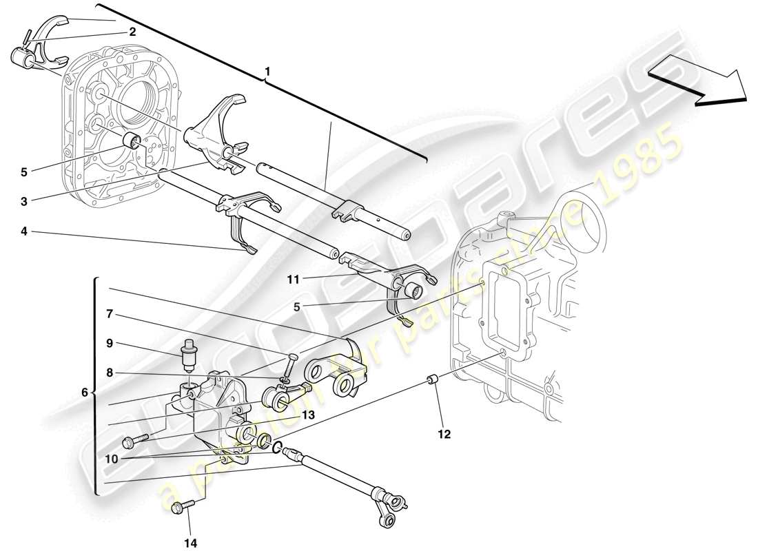 ferrari f430 spider (usa) comandi interni del cambio diagramma delle parti