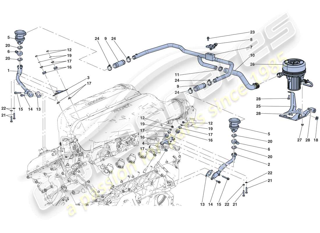 ferrari laferrari aperta (europe) schema delle parti del sistema d'aria secondaria