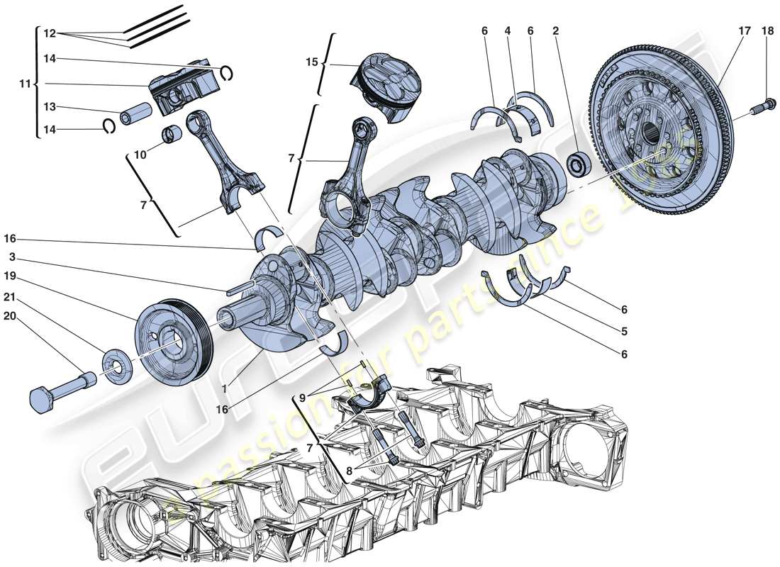 ferrari laferrari aperta (europe) albero motore - bielle e pistoni schema parte