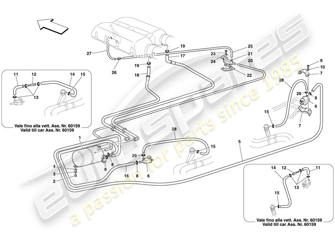 ferrari f430 spider (europe) sistema di attuazione pneumatica diagramma delle parti