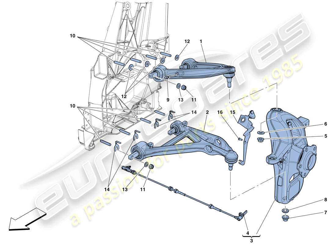 ferrari gtc4 lusso (usa) sospensione anteriore - bracci schema particolare