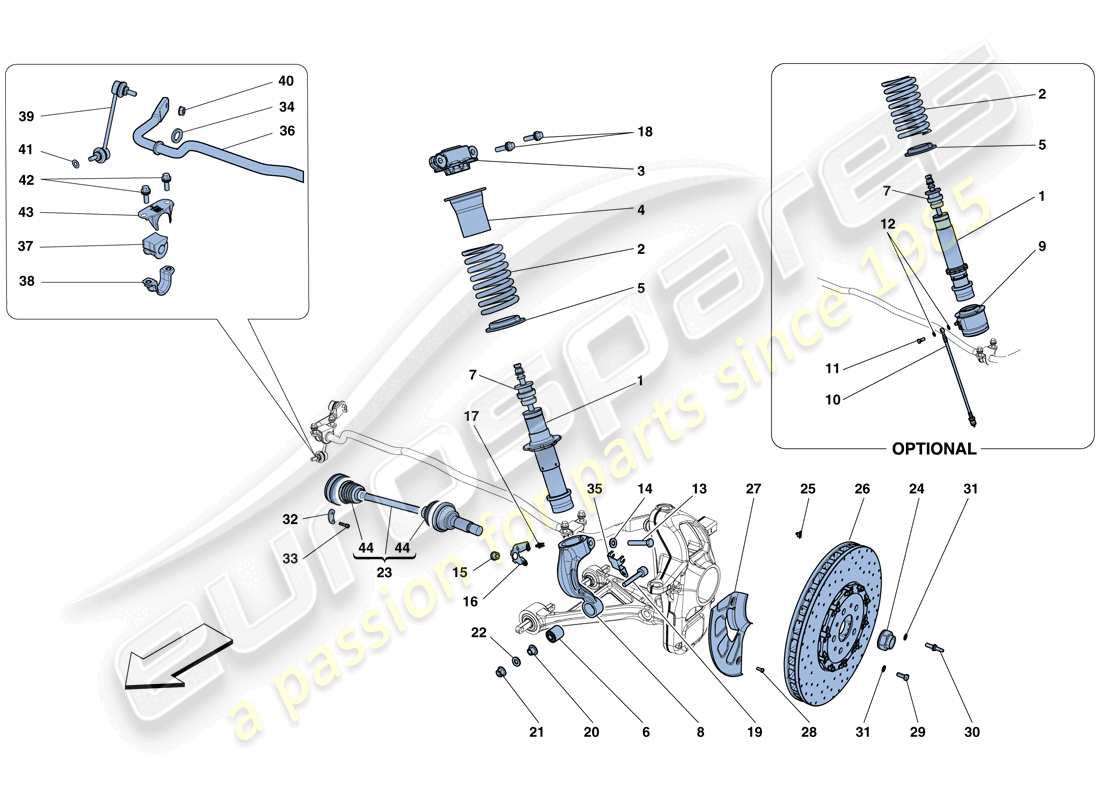 ferrari gtc4 lusso (usa) sospensione anteriore - ammortizzatore e disco freno schema delle parti