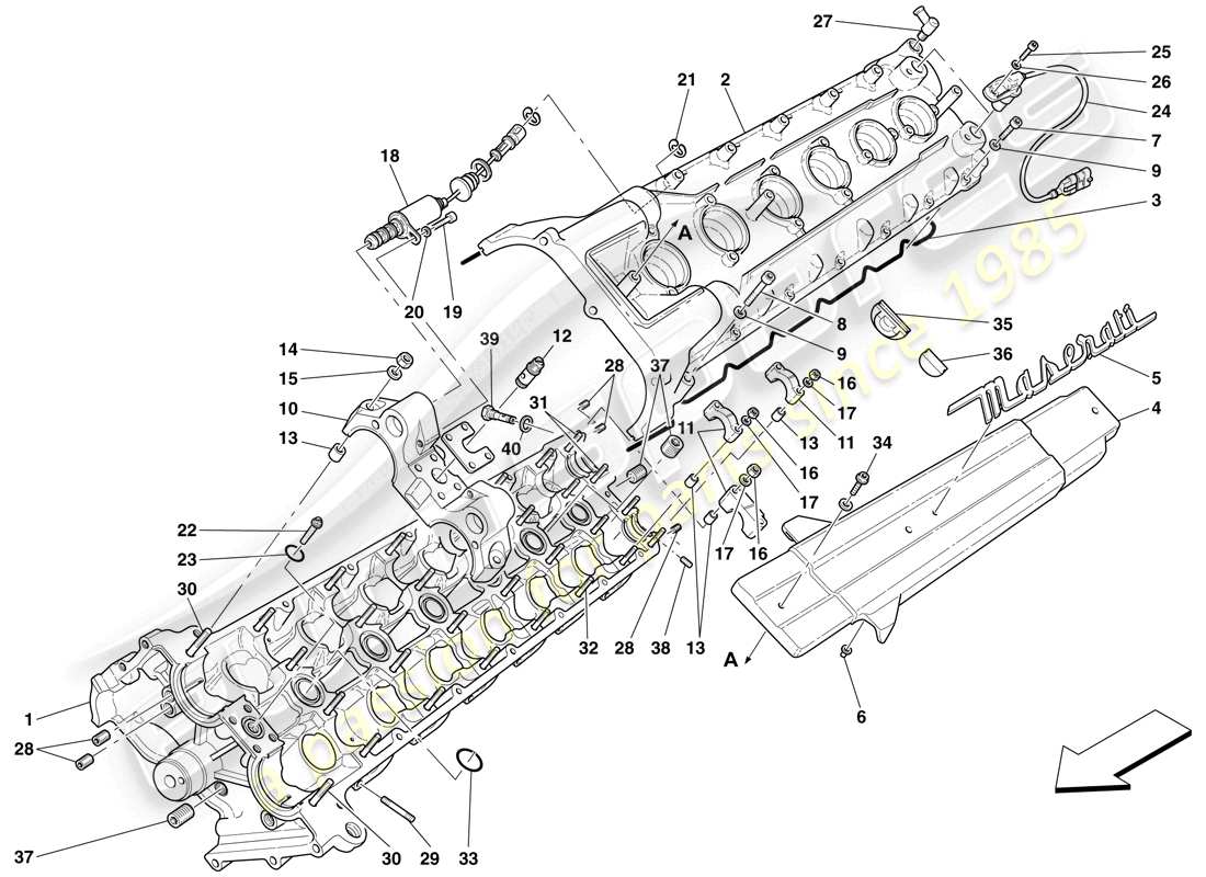 maserati mc12 diagramma delle parti della testata del cilindro sinistra