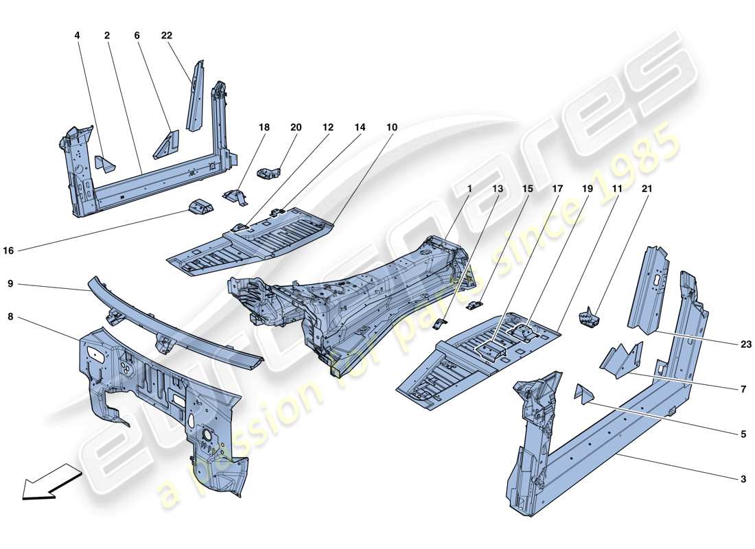 ferrari gtc4 lusso (usa) strutture ed elementi centro del veicolo schema delle parti
