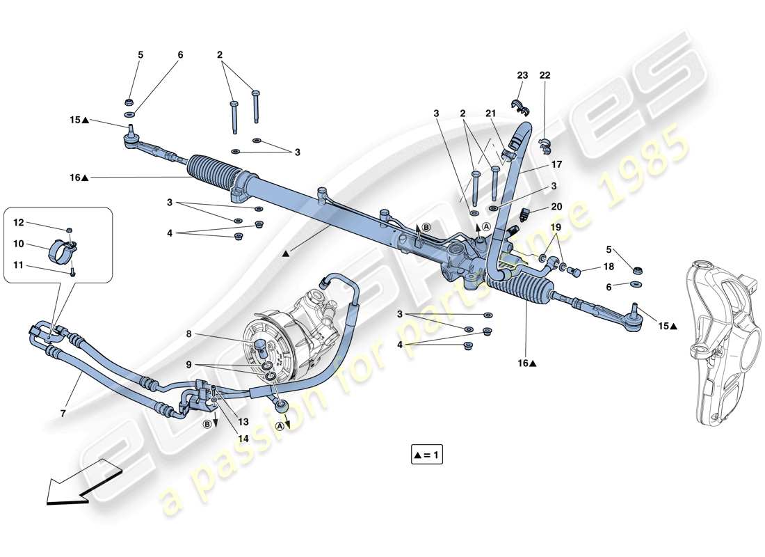 ferrari gtc4 lusso (usa) scatola servosterzo idraulico schema delle parti