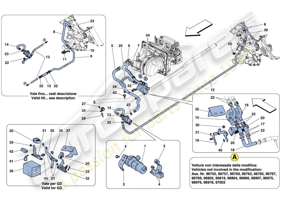 ferrari 458 italia (rhd) sistema ac - schema delle parti acqua