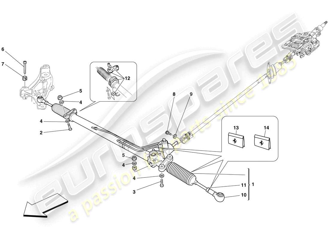 ferrari 599 sa aperta (usa) scatola sterzo idraulico diagramma delle parti