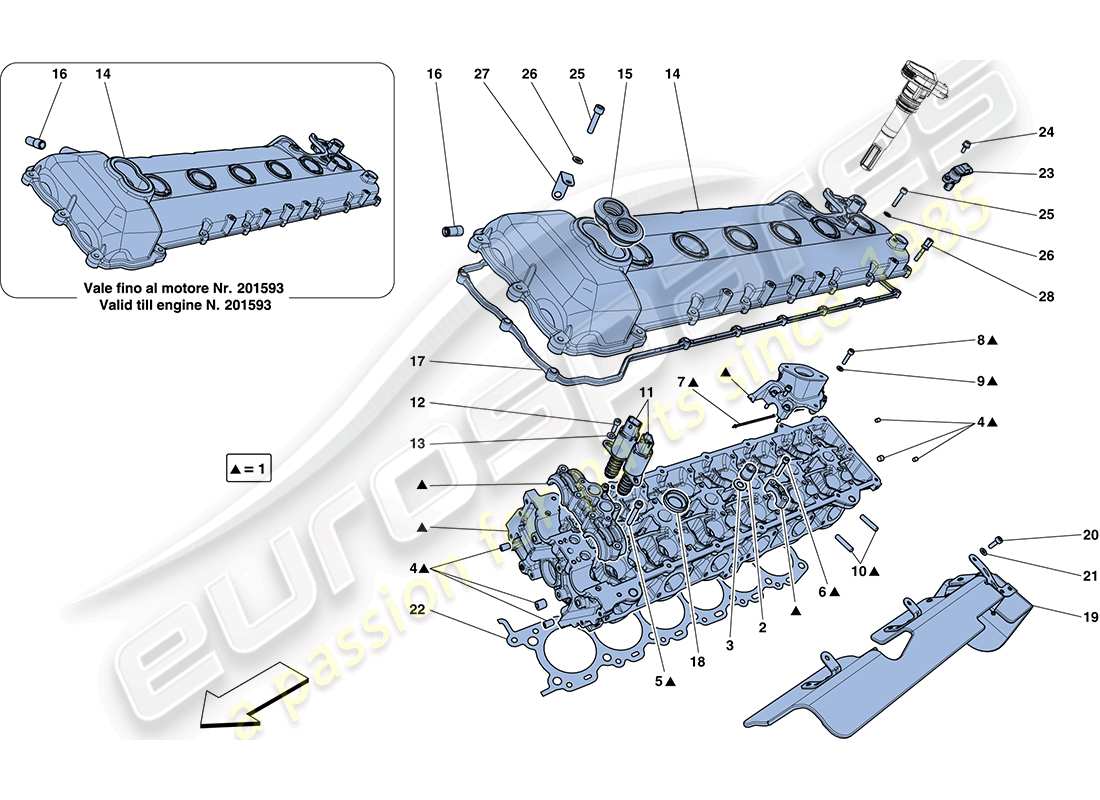 ferrari ff (rhd) testa cilindro sinistra schema delle parti
