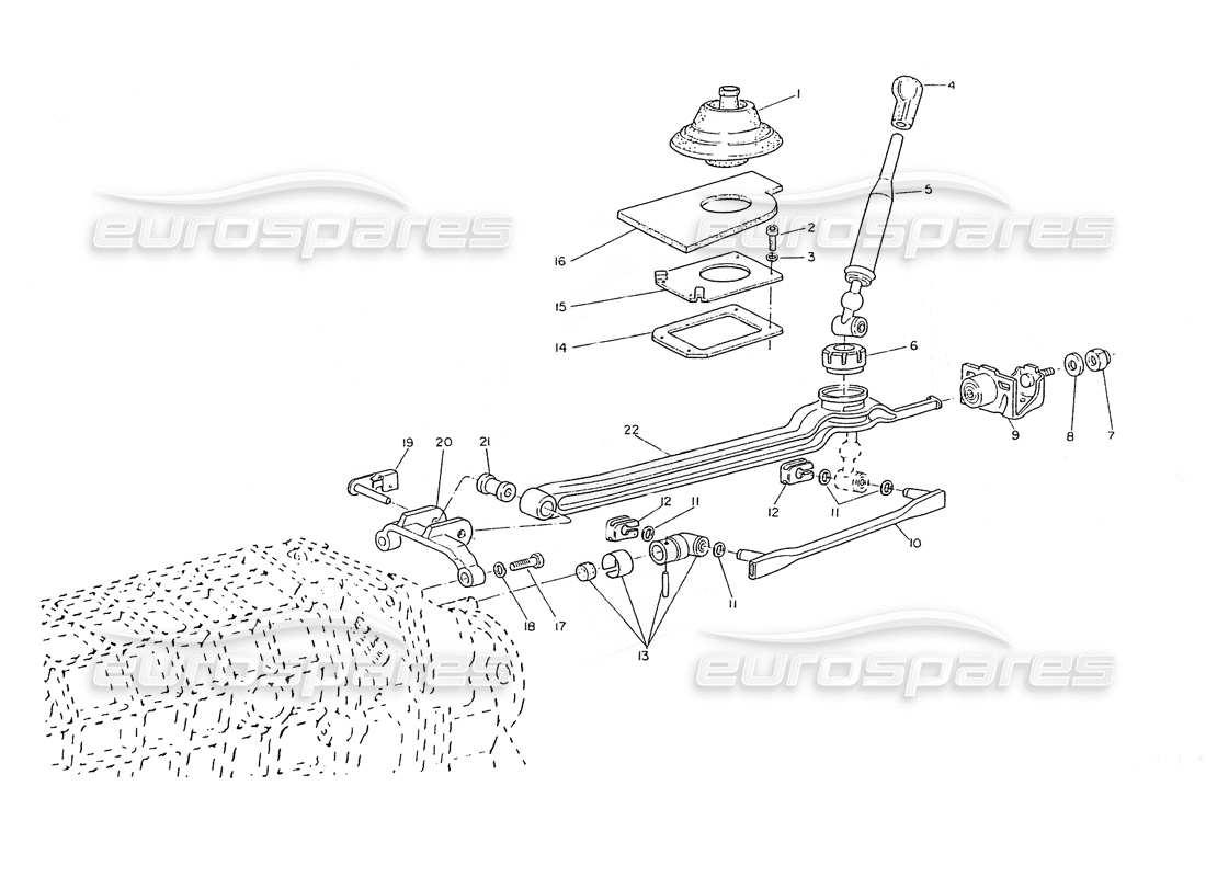 maserati ghibli 2.8 (non abs) controlli esterni del cambio diagramma delle parti