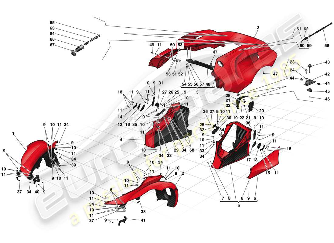 ferrari laferrari (europe) rivestimenti esterni diagramma delle parti