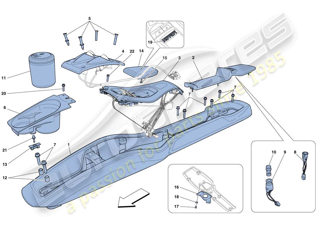 ferrari 458 italia (rhd) tunnel - sottostruttura e accessori diagramma delle parti