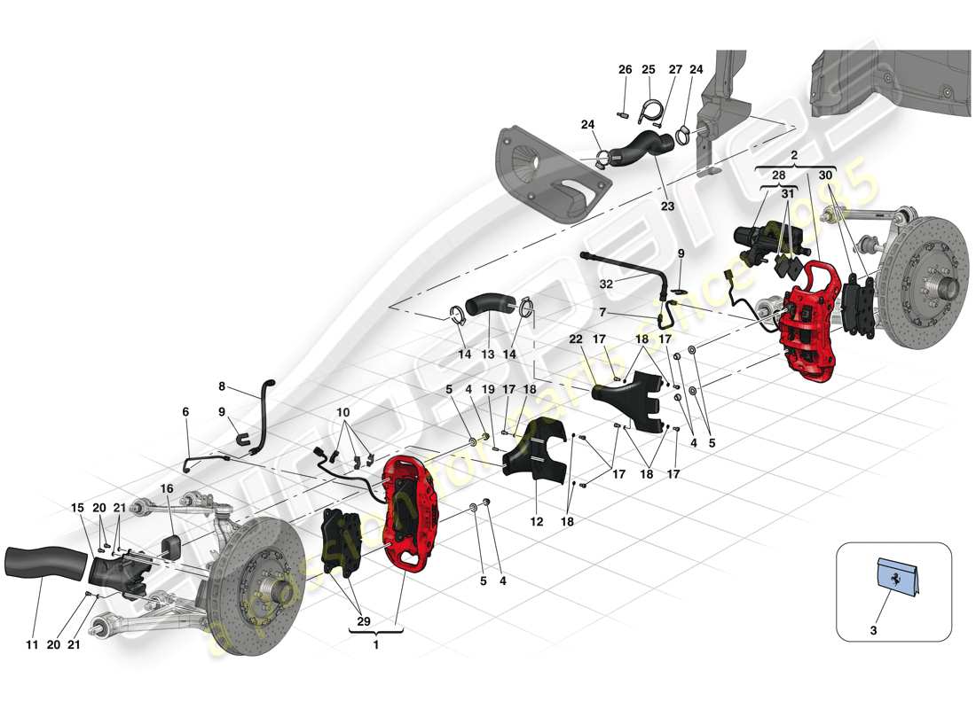 ferrari laferrari (europe) pinze freno anteriore e posteriore diagramma delle parti