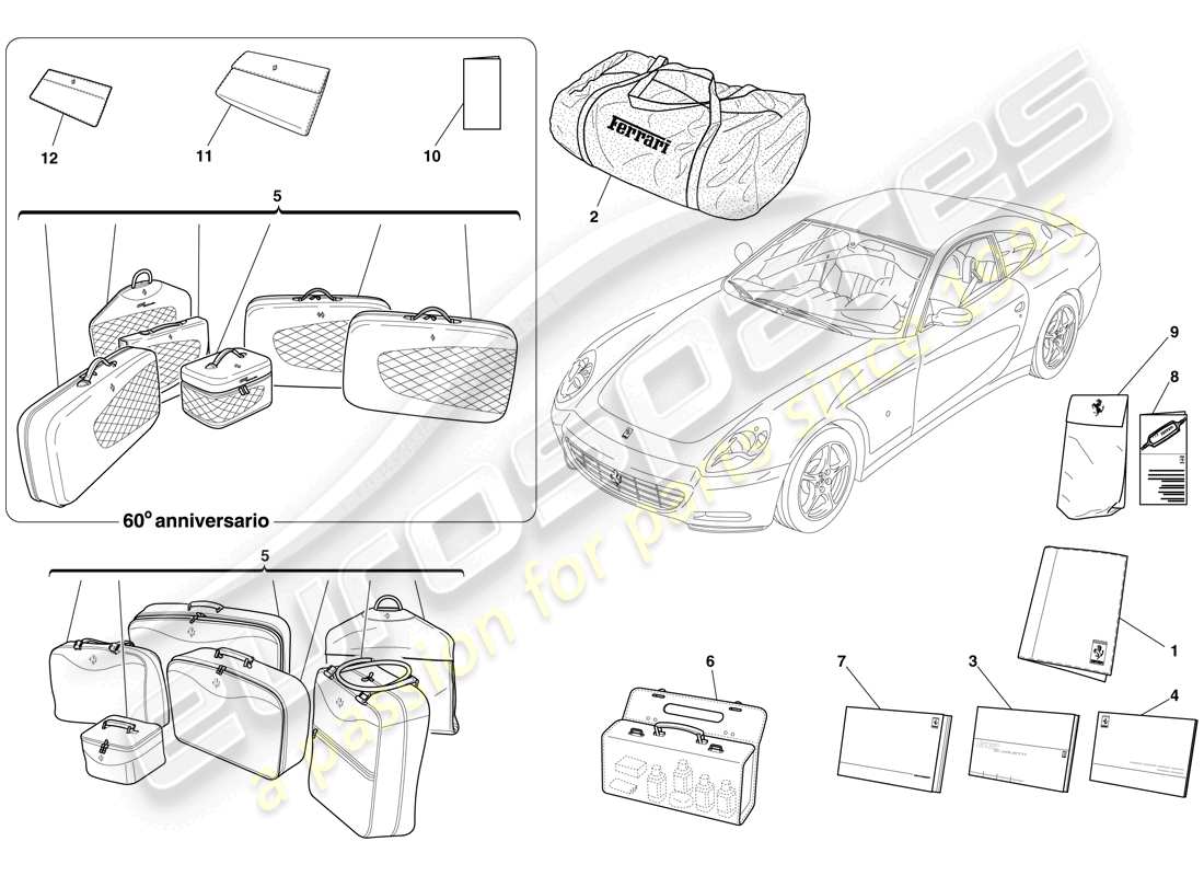 ferrari 612 scaglietti (usa) documentazione e accessori diagramma delle parti