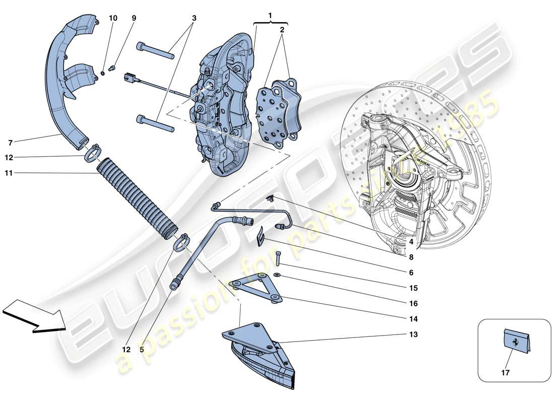 ferrari 458 speciale aperta (rhd) pinze freno anteriore schema delle parti