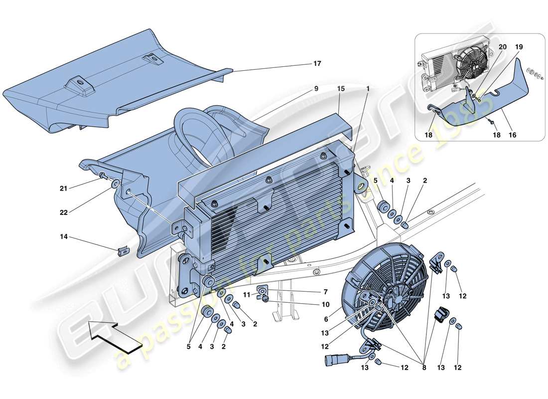ferrari 458 spider (rhd) radiatori di raffreddamento olio del cambio diagramma delle parti