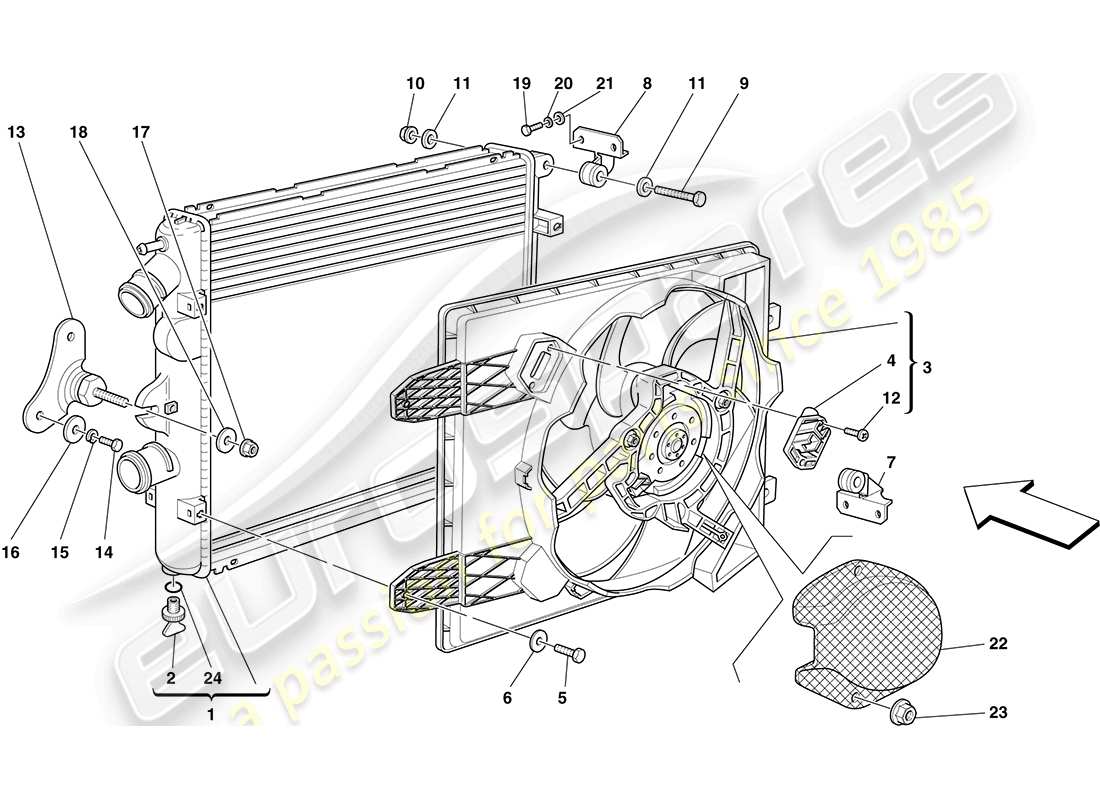 ferrari f430 coupe (europe) radiatori del sistema di raffreddamento schema delle parti