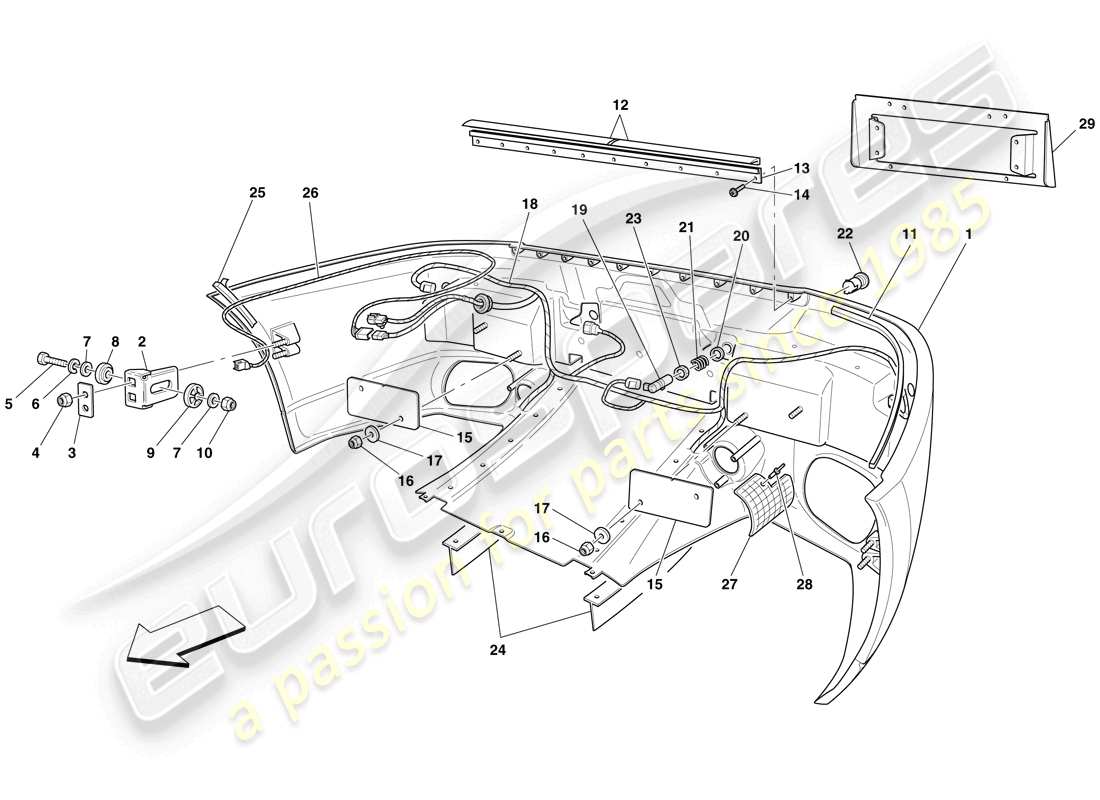 ferrari 599 sa aperta (usa) paraurti posteriore diagramma delle parti