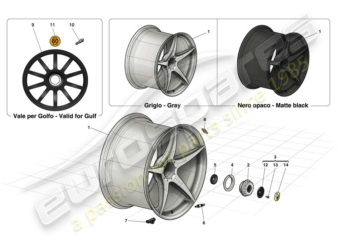 ferrari laferrari (usa) ruote diagramma delle parti