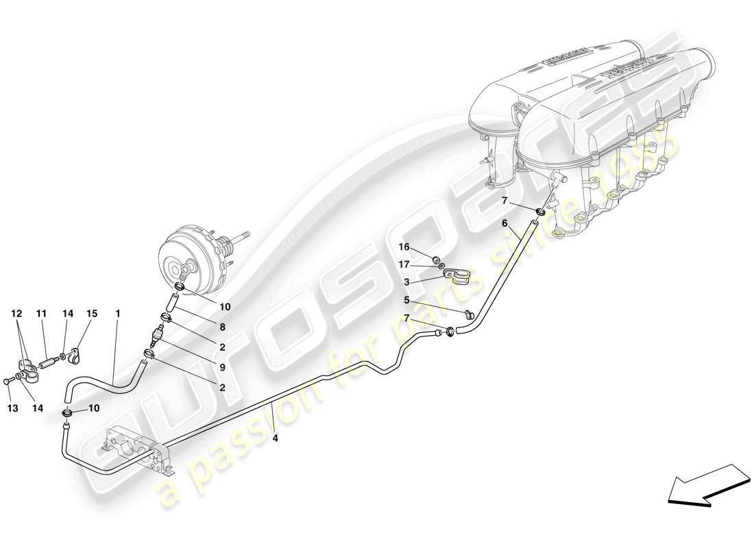 ferrari f430 scuderia (rhd) sistema di servosterzo diagramma delle parti