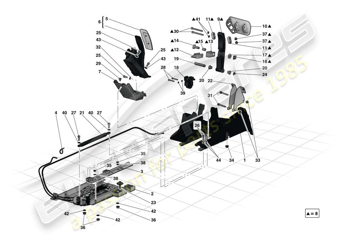 ferrari laferrari (usa) schema delle parti della pedaliera