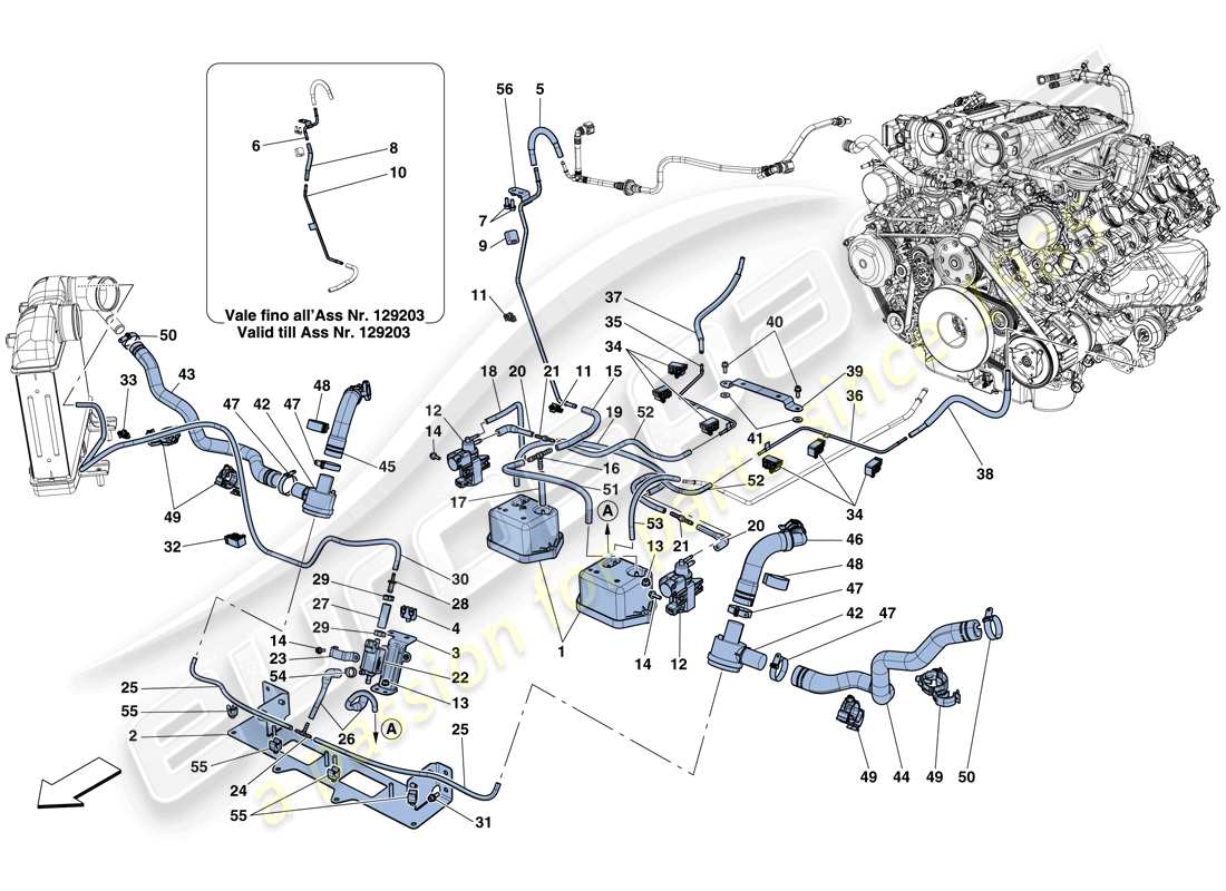 ferrari california t (europe) regolazioni del sistema turbocompressore-soluzione trovata- diagramma delle parti