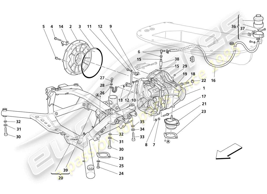 maserati trofeo scatola differenziale - sottoscocca posteriore diagramma delle parti