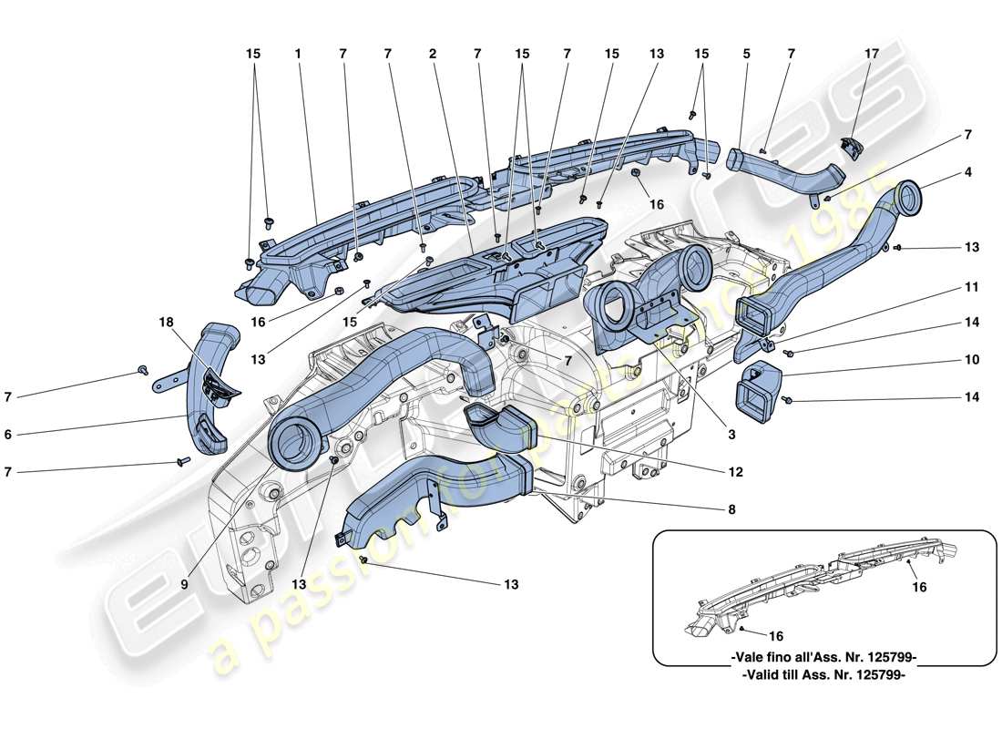 ferrari california t (europe) condotti aria cruscotto diagramma delle parti