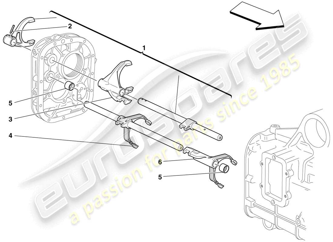 ferrari f430 scuderia (rhd) comandi interni del cambio schema delle parti