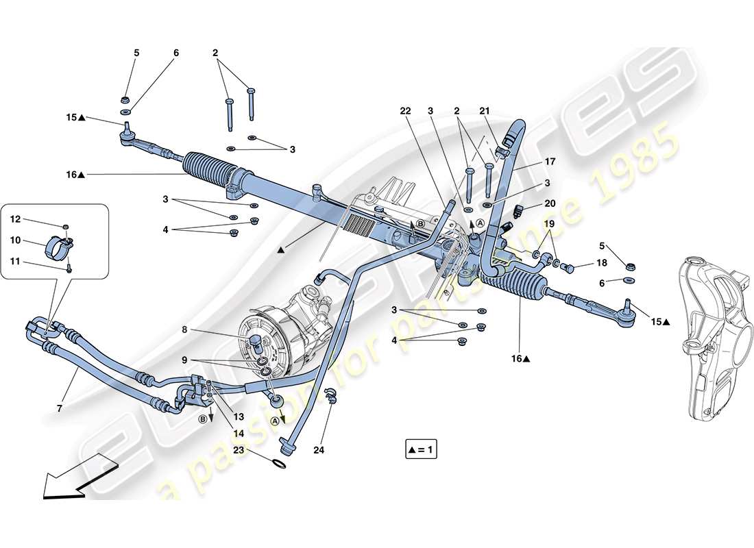 ferrari ff (usa) scatola servosterzo idraulico schema delle parti