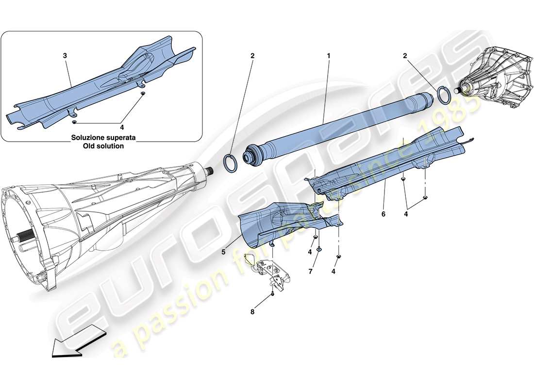 ferrari ff (usa) diagramma delle parti del tubo di trasmissione