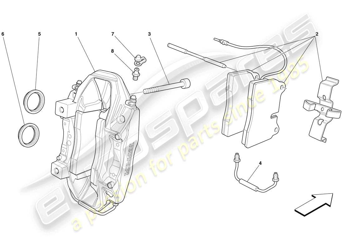 ferrari 599 sa aperta (usa) pinza freno posteriore diagramma delle parti