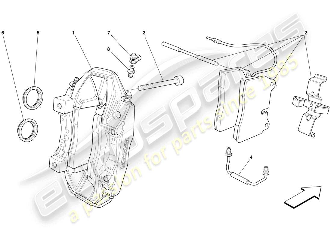 ferrari 599 sa aperta (usa) pinza freno posteriore diagramma delle parti