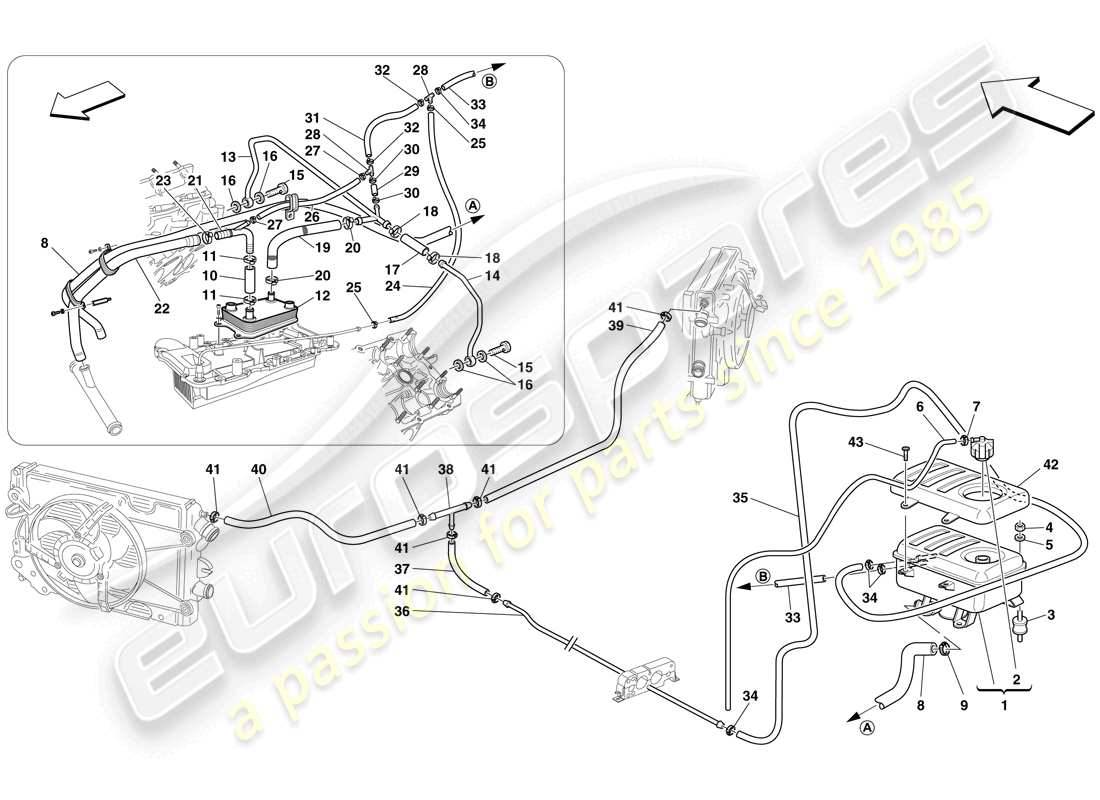 ferrari f430 scuderia (rhd) schema delle parti del serbatoio di intestazione