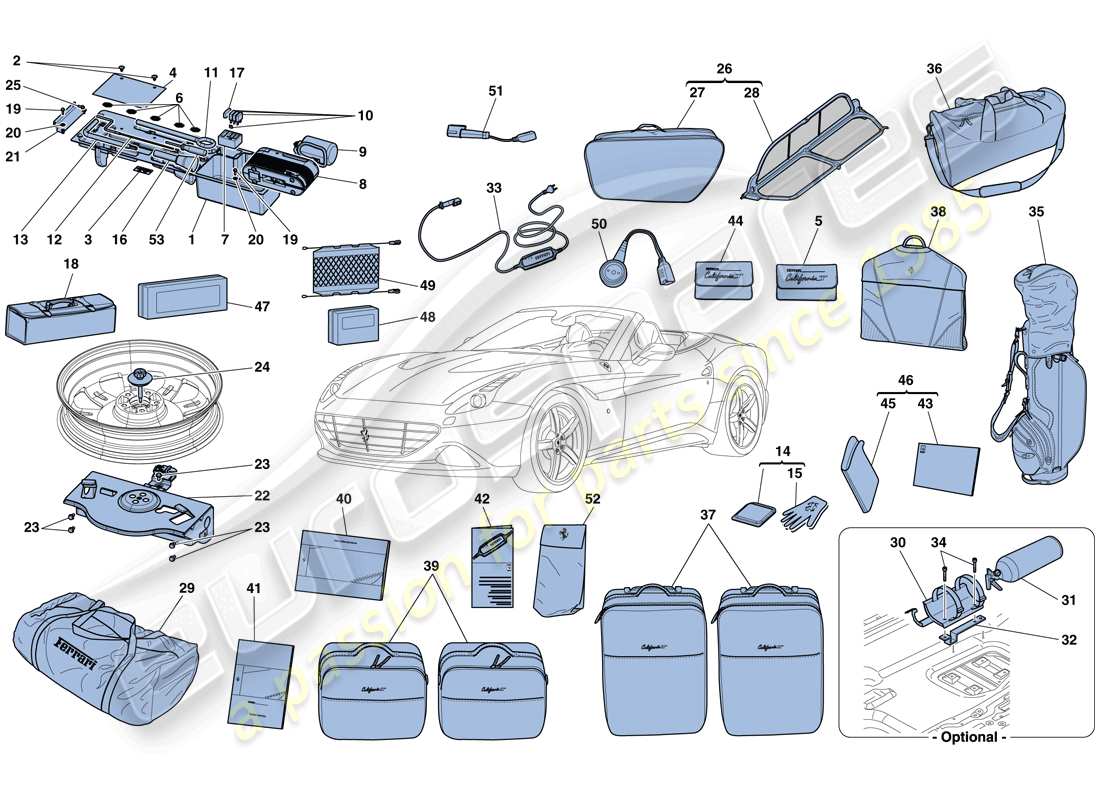 ferrari california t (europe) accessori standard diagramma delle parti