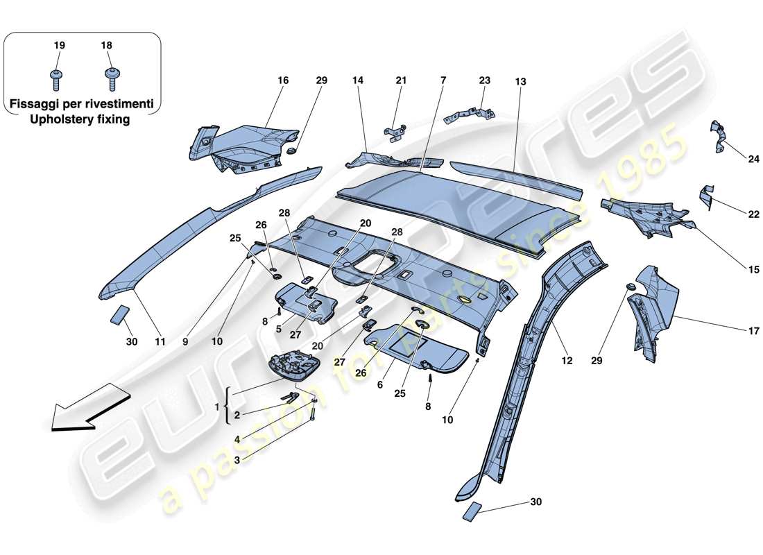 ferrari f12 berlinetta (rhd) rivestimento del pieno e accessori diagramma delle parti
