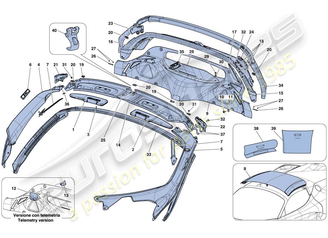 ferrari laferrari aperta (europe) rivestimento del pieno e accessori diagramma delle parti